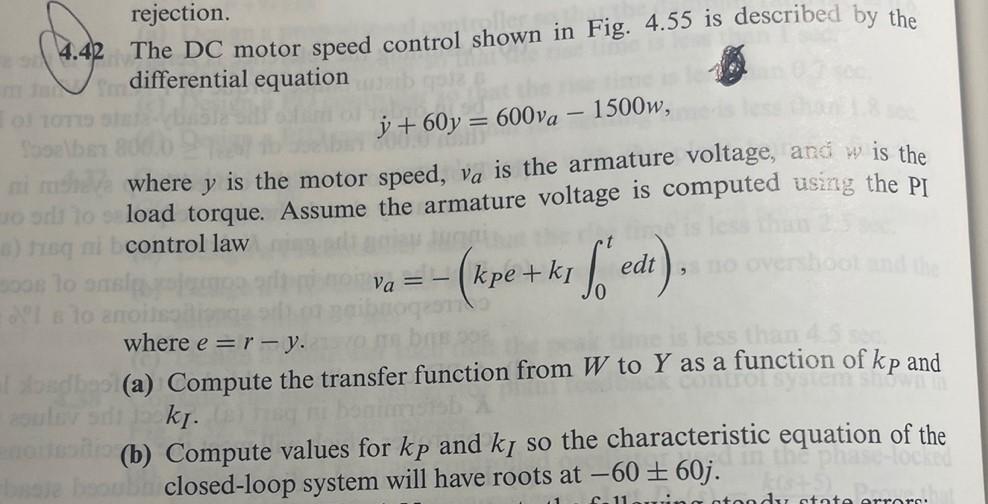 Solved 101 rejection 4.42 The DC motor speed control shown | Chegg.com