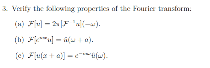 Solved 3 Verify The Following Properties Of The Fourier Chegg Com