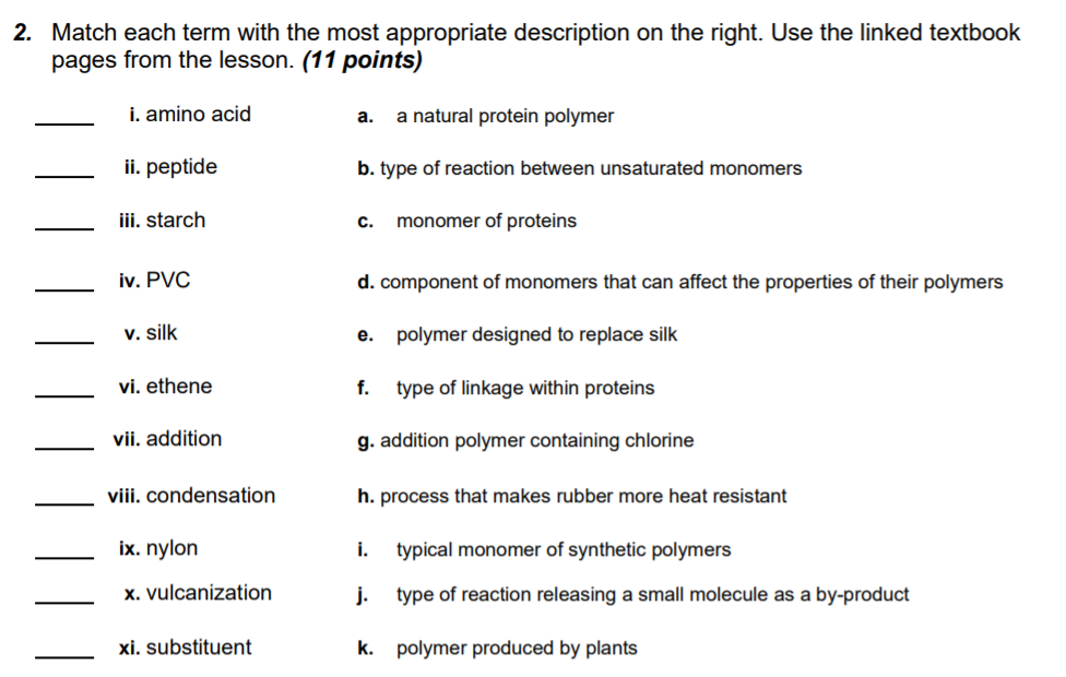 Solved 2. Match each term with the most appropriate | Chegg.com