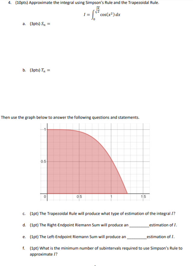 Solved 4. (10pts) Approximate the integral using Simpson's | Chegg.com