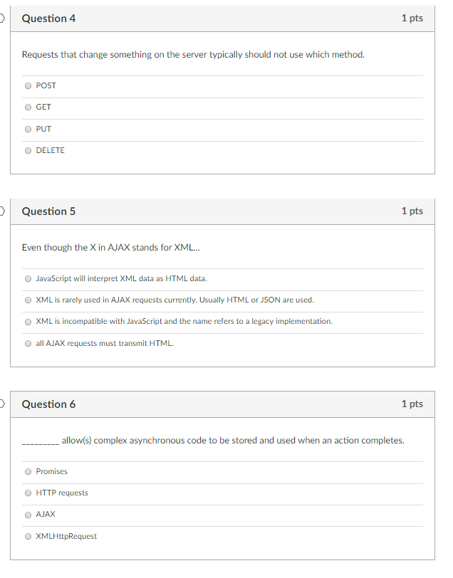 Solved Question 4 1 Pts Requests That Change Something On Chegg