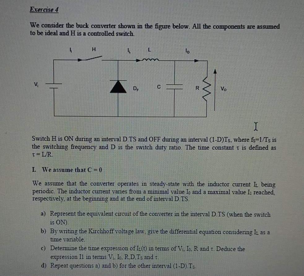 Solved We consider the buck converter shown in the figure | Chegg.com
