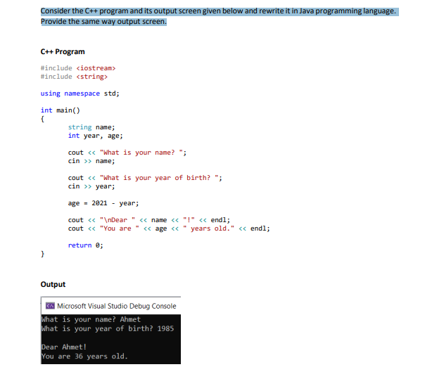 Solved Consider the C++ program and its output screen given | Chegg.com