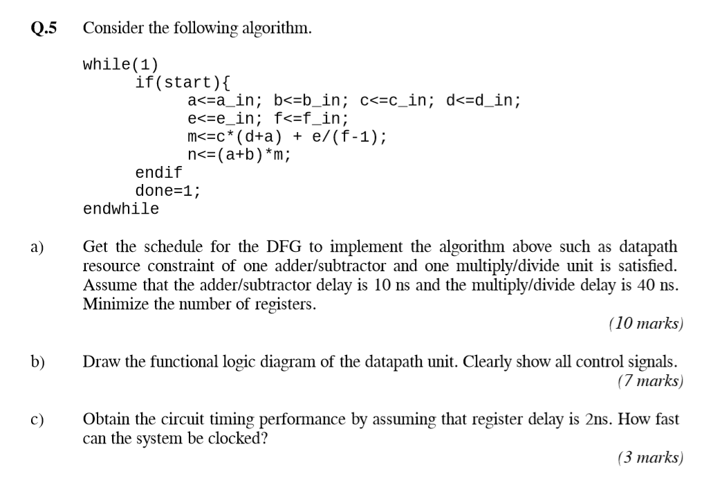 Q.5 Consider the following algorithm. while(1) | Chegg.com