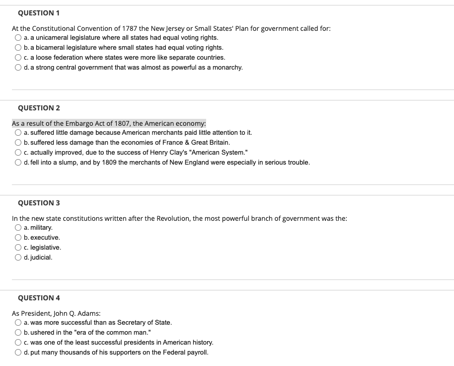 Solved QUESTION 1 At the Constitutional Convention of 1787 | Chegg.com