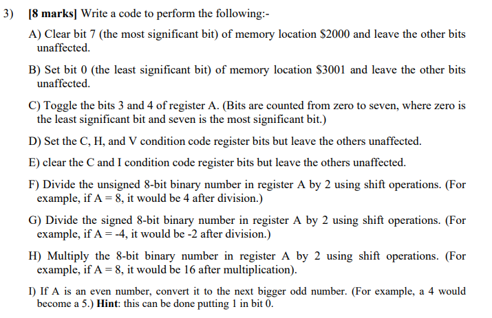 3) [8 marks) Write a code to perform the following:- | Chegg.com