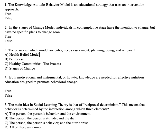 Solved 1. The Knowledge-Attitude-Behavior Model is an | Chegg.com