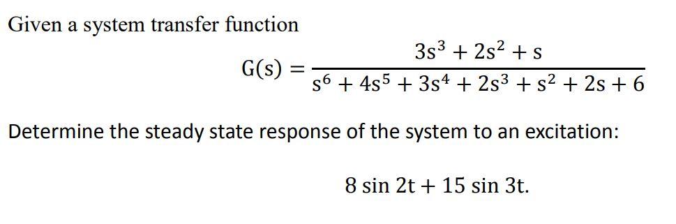 Solved Given a system transfer function | Chegg.com