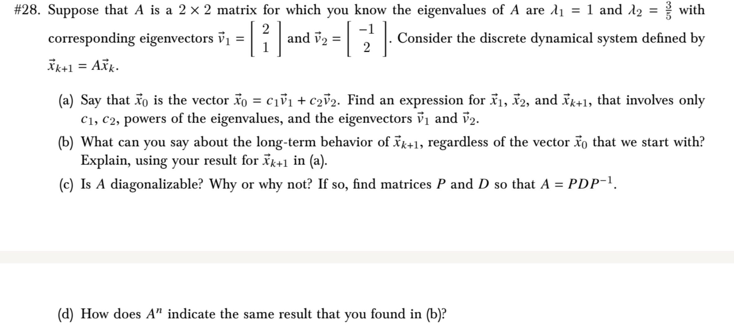 28. Suppose that A is a 2×2 matrix for which you know | Chegg.com