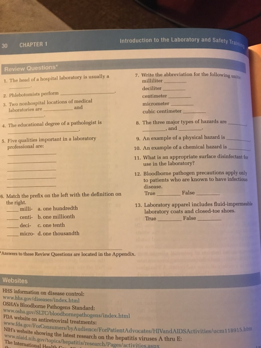 Solved introduction to the laboratory and safety tr 30 chegg