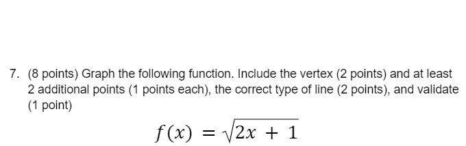 Solved 7. (8 points) Graph the following function. Include | Chegg.com
