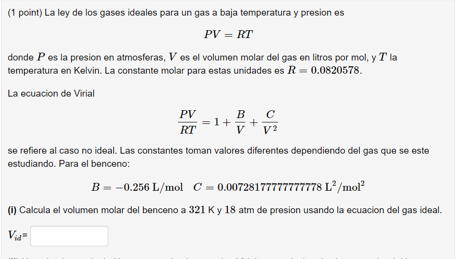 Solved The ideal gas law for a gas at low temperature and | Chegg.com