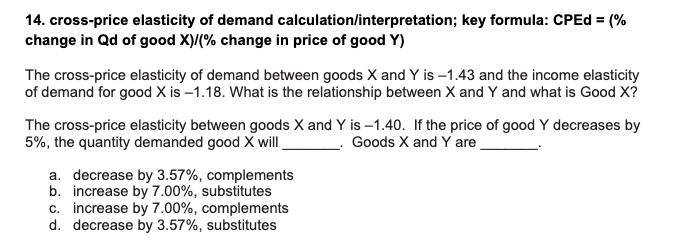 cross elasticity formula