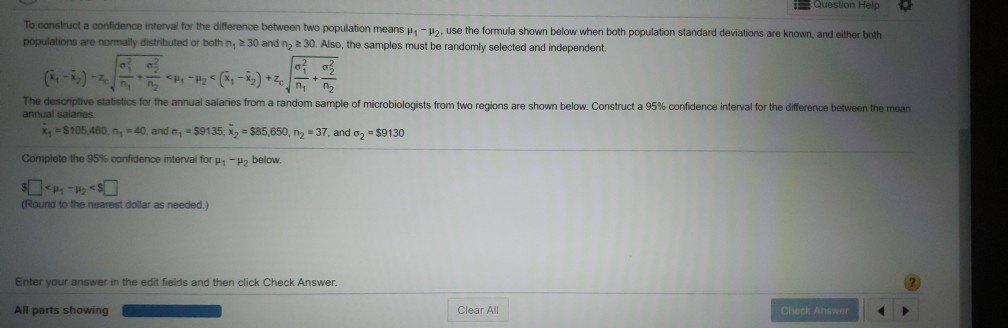 Solved To construct a confidence interval for the difference | Chegg.com
