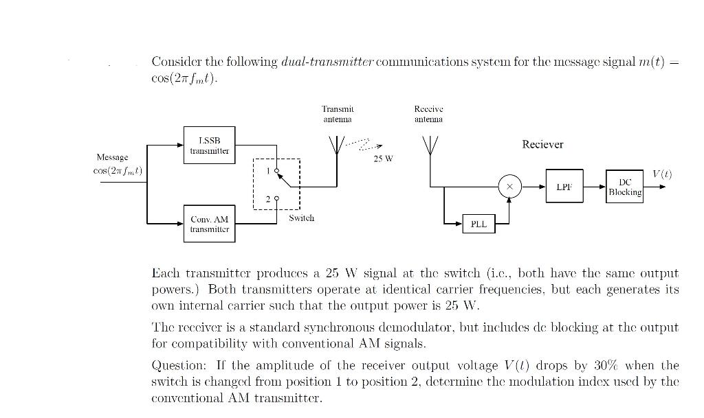 Solved Consider the following dual-transmitter | Chegg.com