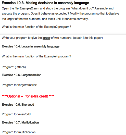 Solved Exercise 10.3. Making decisions in assembly language | Chegg.com
