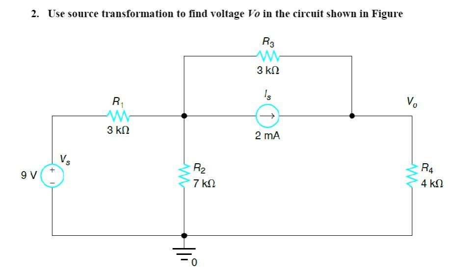 Solved 2. Use source transformation to find voltage Vo in | Chegg.com