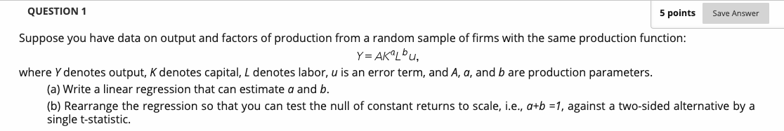 Solved QUESTION 1 5 points Save Answer Suppose you have data | Chegg.com