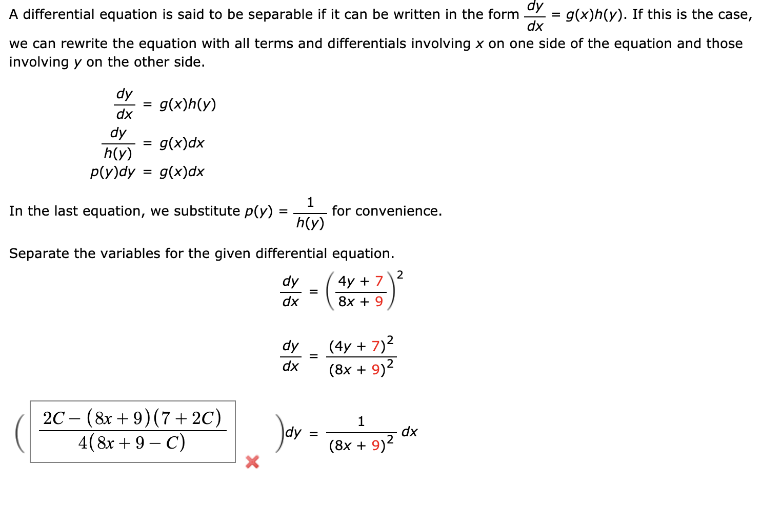 Solved A Differential Equation Is Said To Be Separable If It