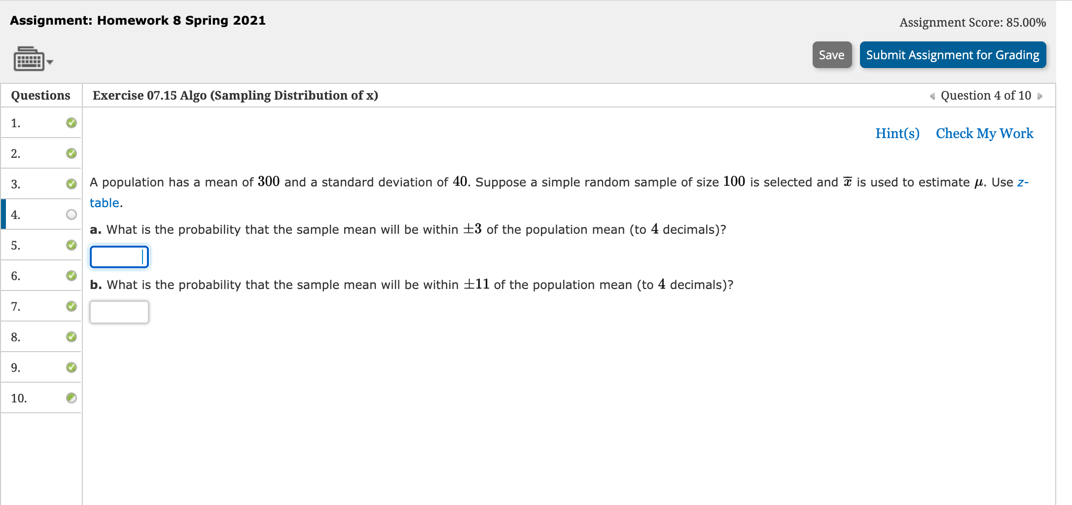 Solved Assignment: Homework 8 Spring 2021 Assignment Score: | Chegg.com