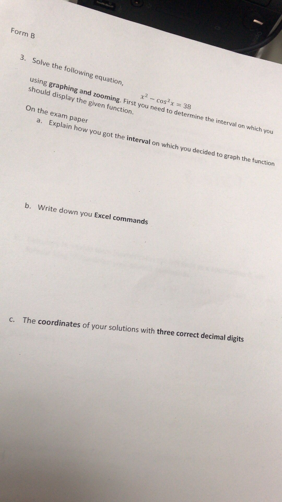 Form X2 Solve 3. The B ... Following Equation, - Cos2x