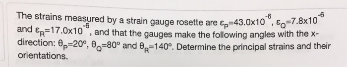 Solved The strains measured by a strain gauge rosette are | Chegg.com