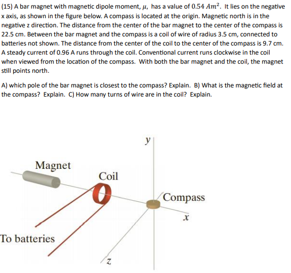 Solved (15) A bar with dipole moment, μ, has