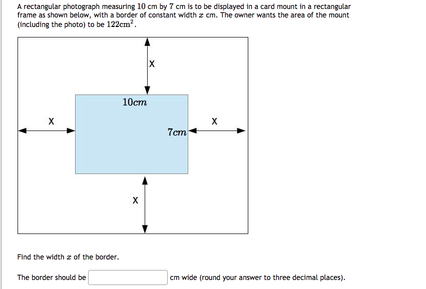 Solved A Rectangular Photograph Measuring 10 Cm By 7 Cm Is 