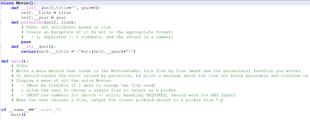 Solved Complete the attached MovielO.py file, TODO | Chegg.com