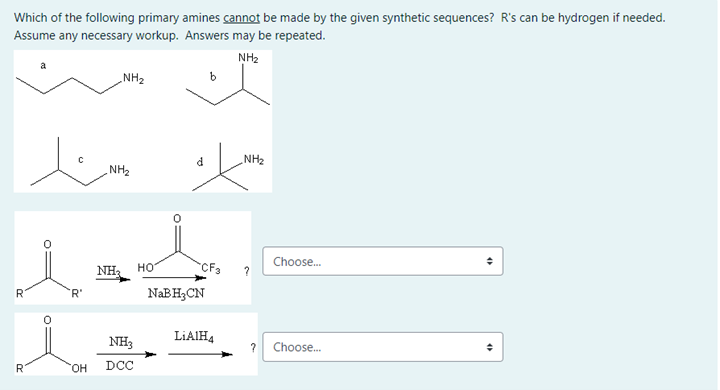 Solved Which Of The Following Primary Amines Cannot Be Made | Chegg.com