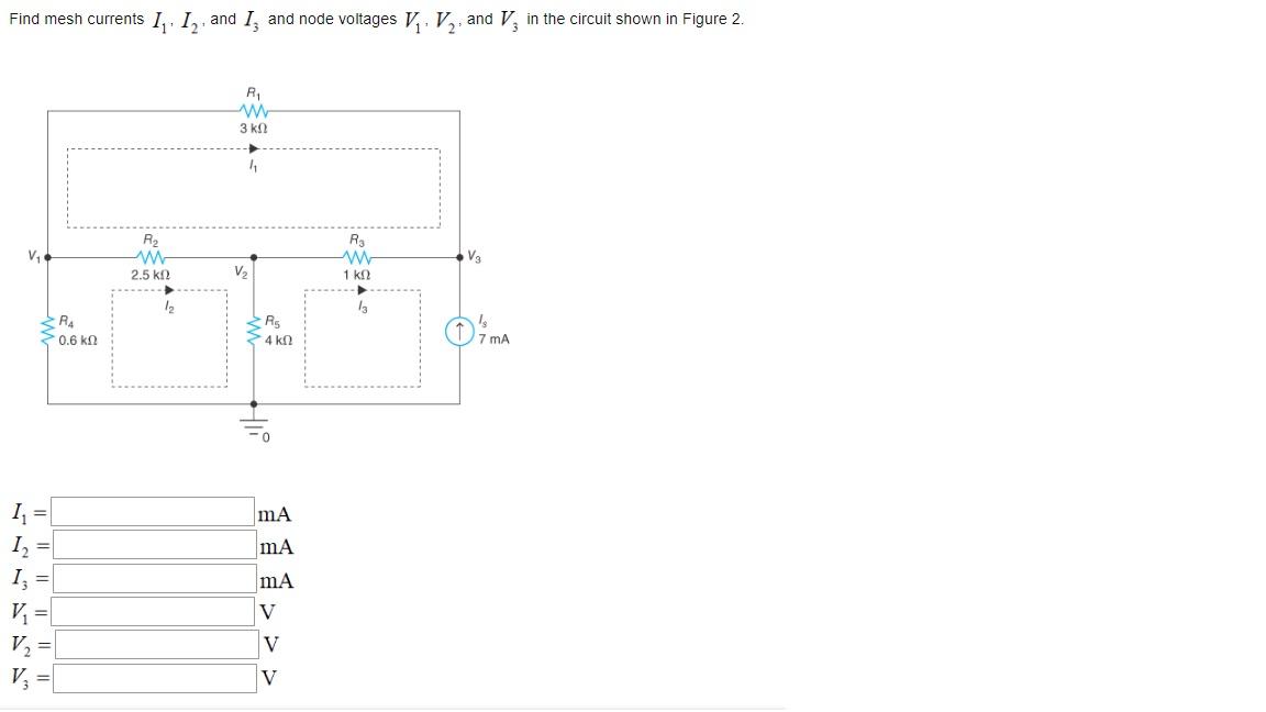 Solved Find mesh currents I1,I2, and I3 and node voltages | Chegg.com