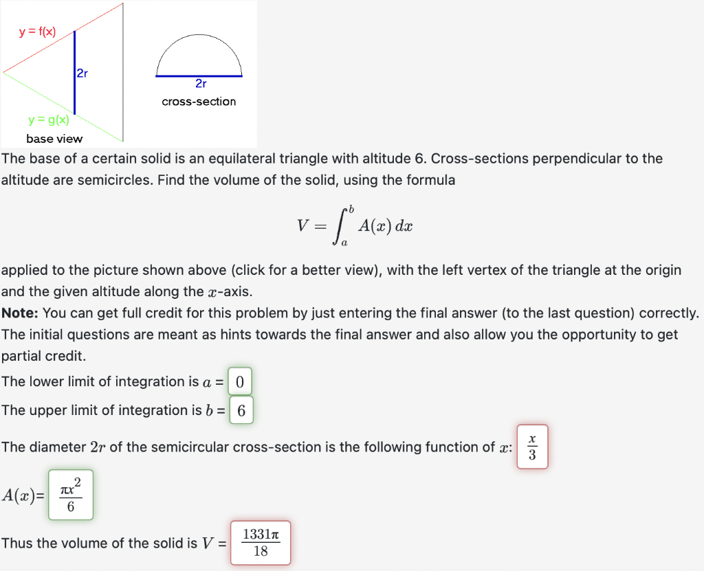 Solved The base of a certain solid is an equilateral