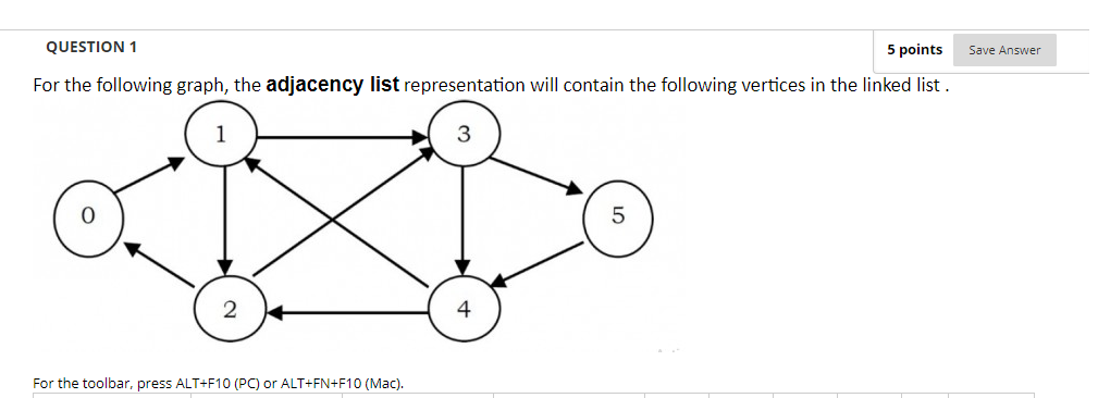 Solved QUESTION 1 5 points Save Answer For the following | Chegg.com