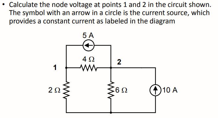 Solved Calculate the node voltage at points 1 and 2 in the | Chegg.com