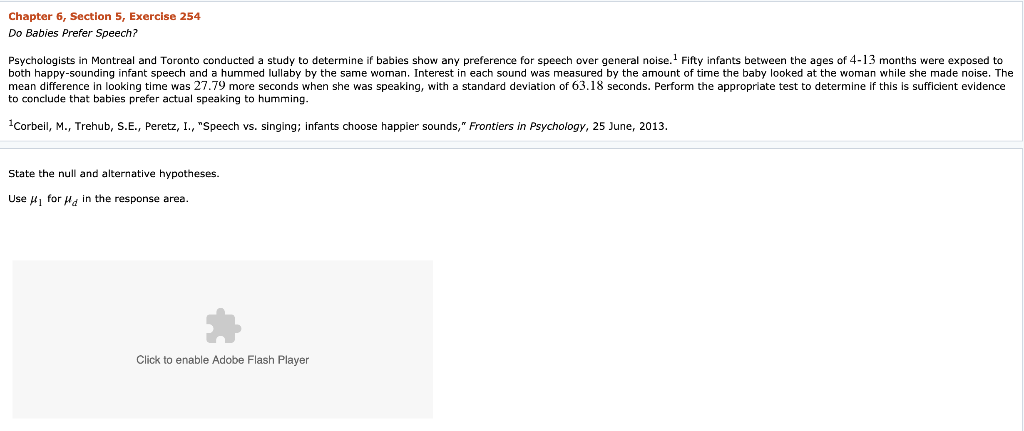 Solved Chapter 6, Section 5, Exercise 254 Do Babies Prefer | Chegg.com