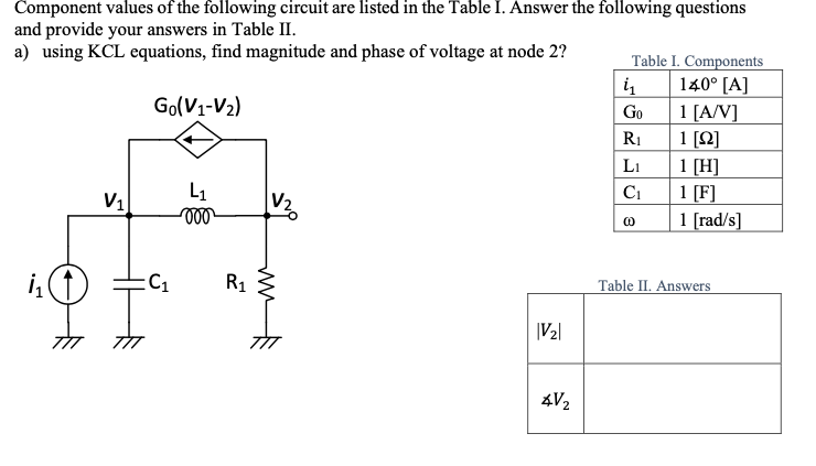 Solved Component values of the following circuit are listed | Chegg.com