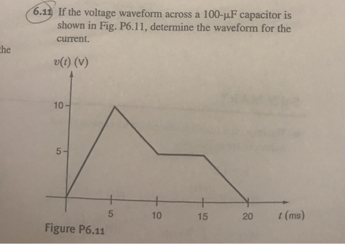 Solved 6.11 If the voltage waveform across a 1 00-μF | Chegg.com