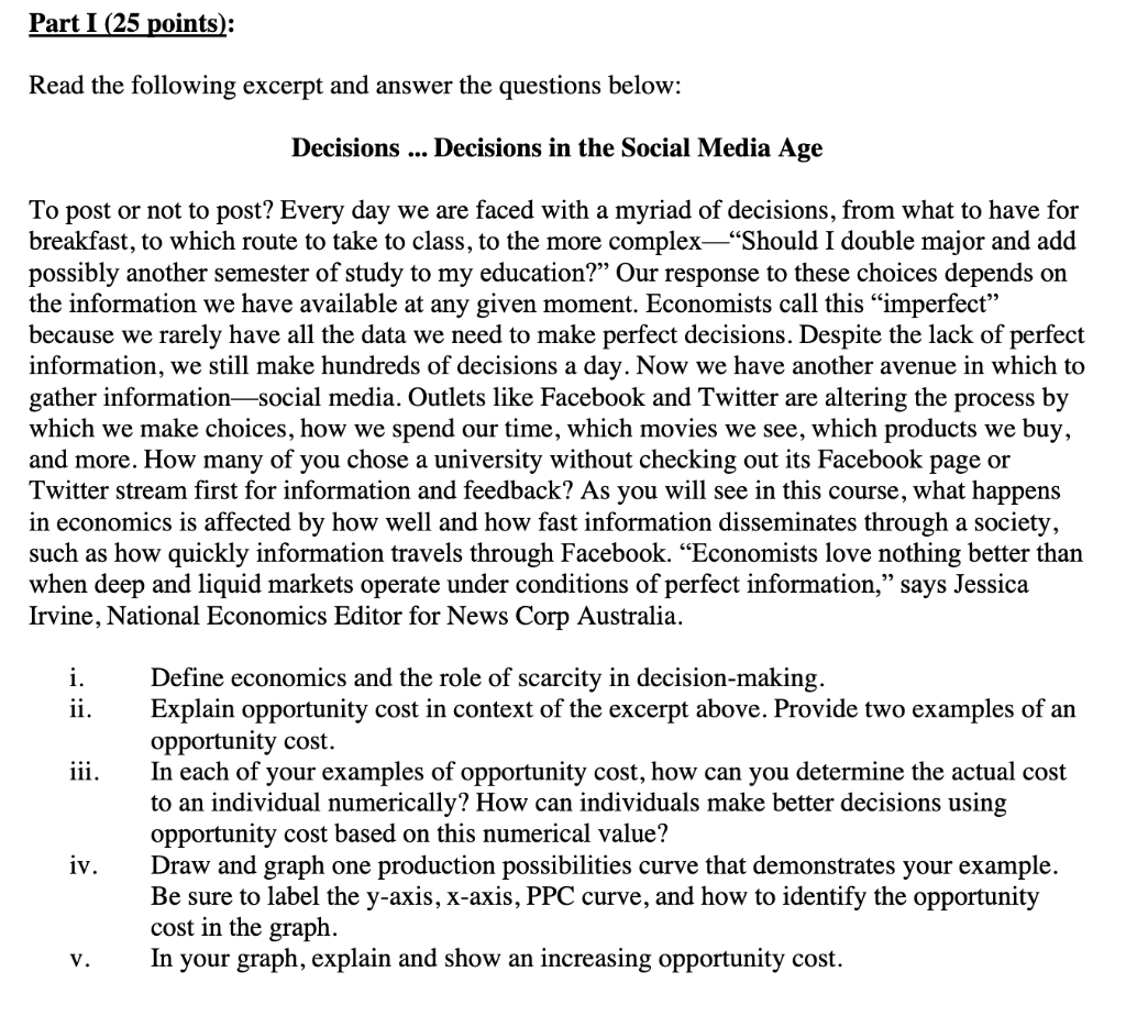 Solved Part I (25 Points): Read The Following Excerpt And | Chegg.com