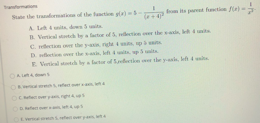 Solved 1 Transformations 1 State the transformations of the | Chegg.com