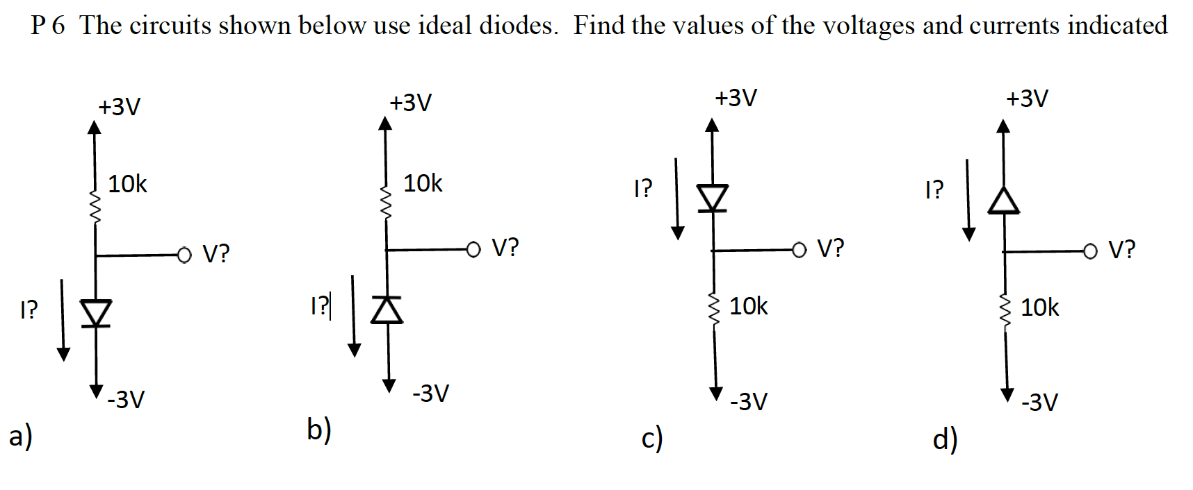 Solved P 6 The Circuits Shown Below Use Ideal Diodes. Find | Chegg.com