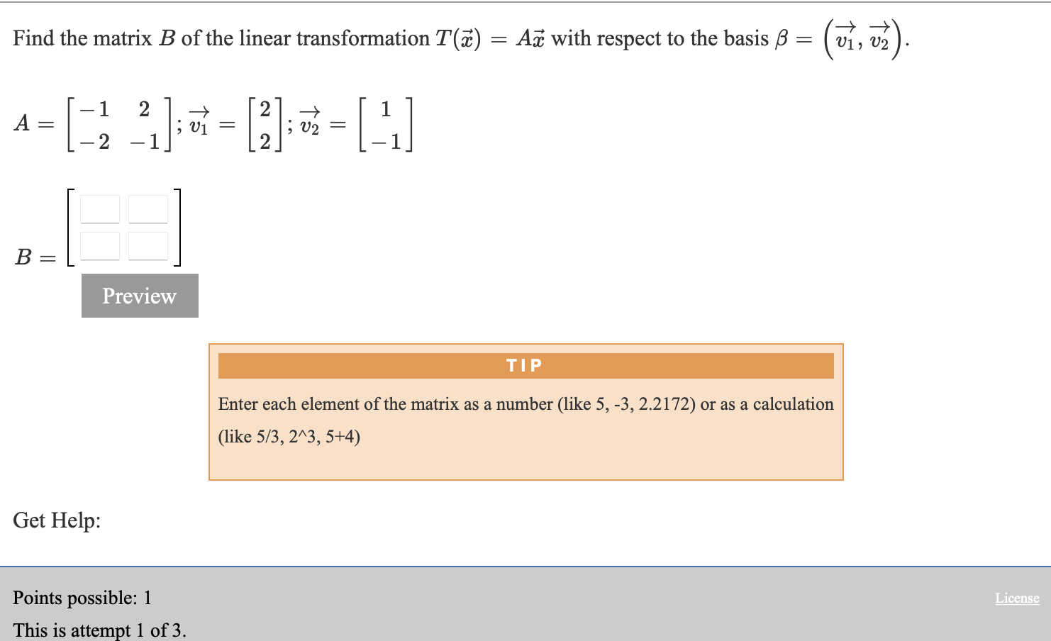 Solved Find The Matrix B Of The Linear Transformation T(m) = | Chegg.com