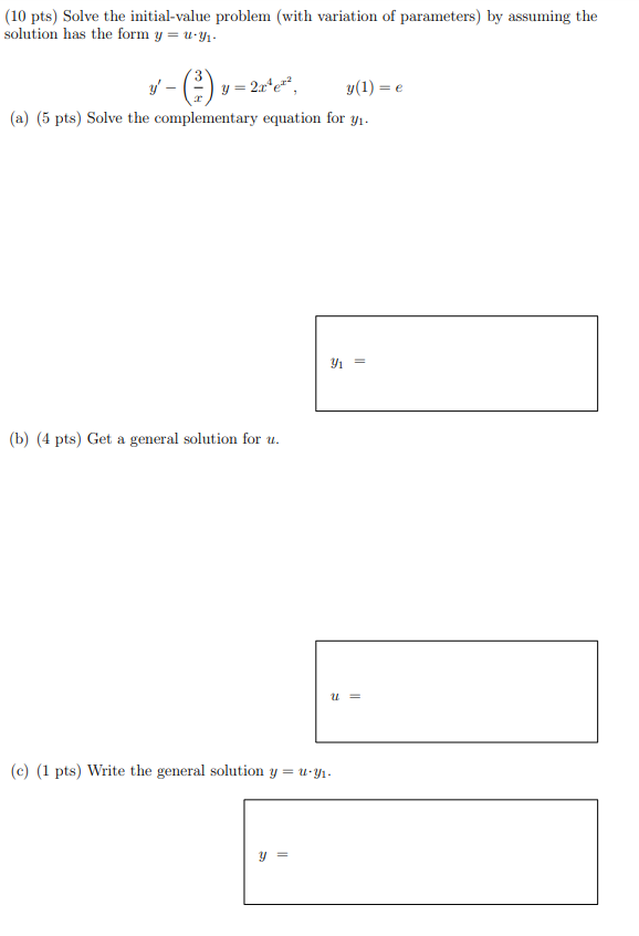 Solved (10 pts) Solve the initial-value problem (with | Chegg.com