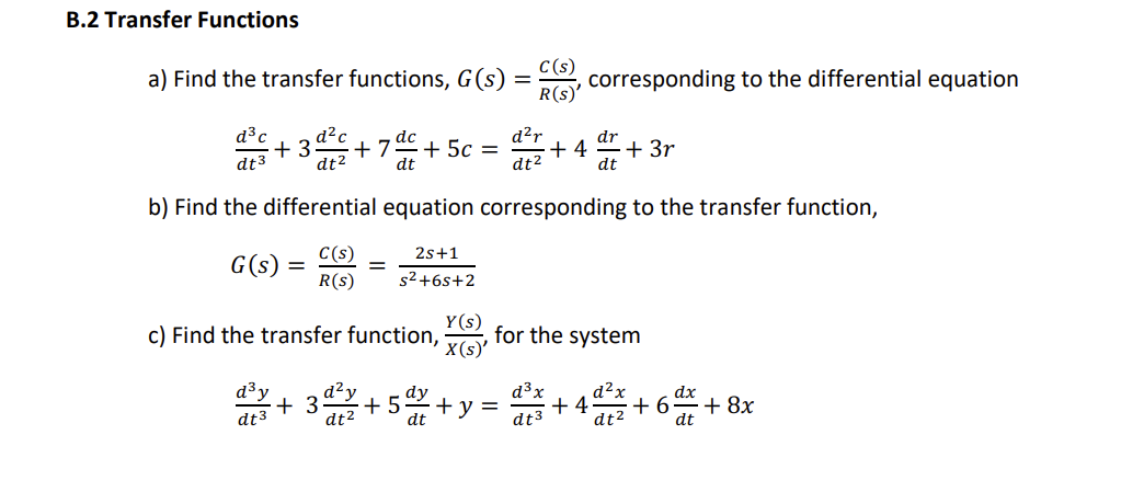 Solved B.2 Transfer Functions A) Find The Transfer | Chegg.com