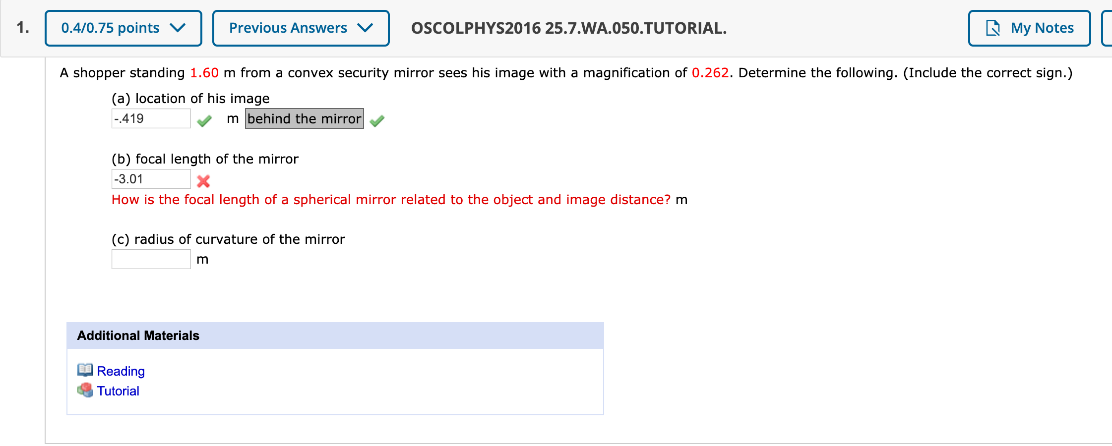 Solved 0 4 0 75 Points V Previous Answers V Oscolphys2016