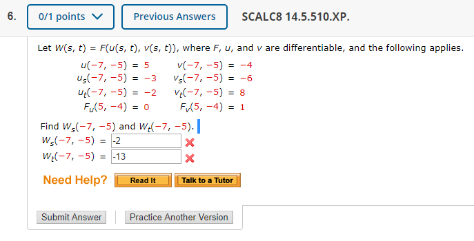 Solved 0 1 Points V Previous Answers Scalc8 14 5 510 Xp Chegg Com