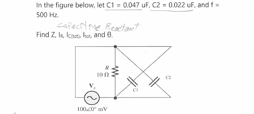 Solved In the figure below, let C1=0.047uF,C2=0.022uF, and | Chegg.com