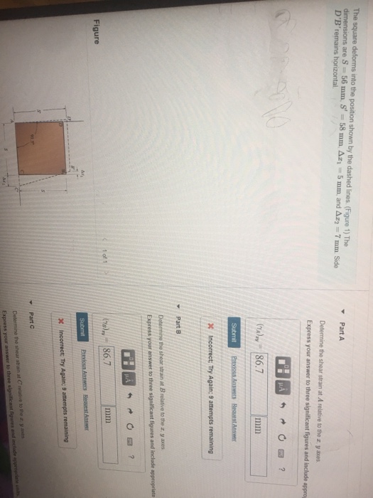 Solved The square deforms into the position shown by the | Chegg.com