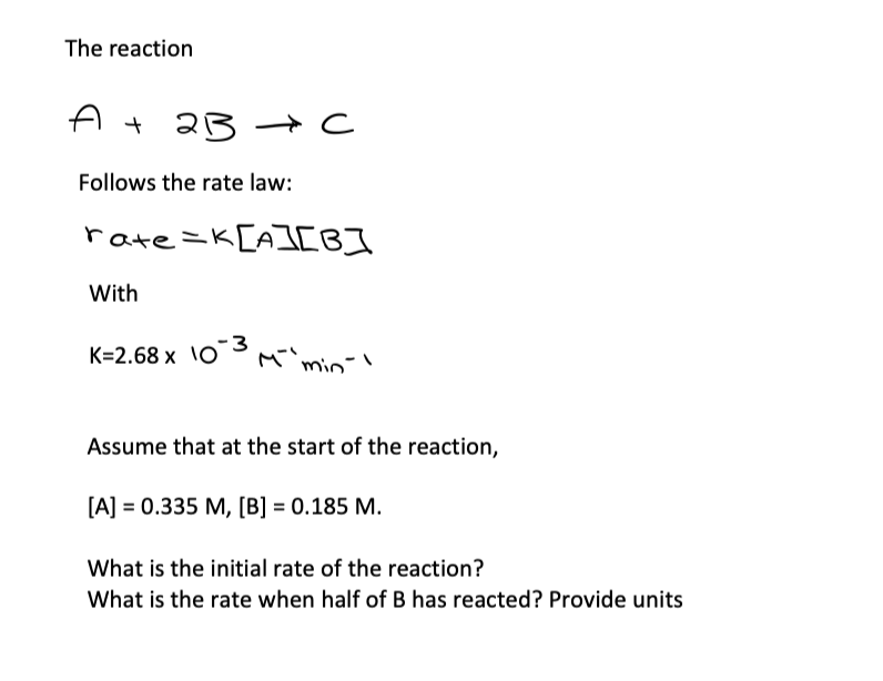 Solved The reaction A + 2B C Follows the rate law: | Chegg.com