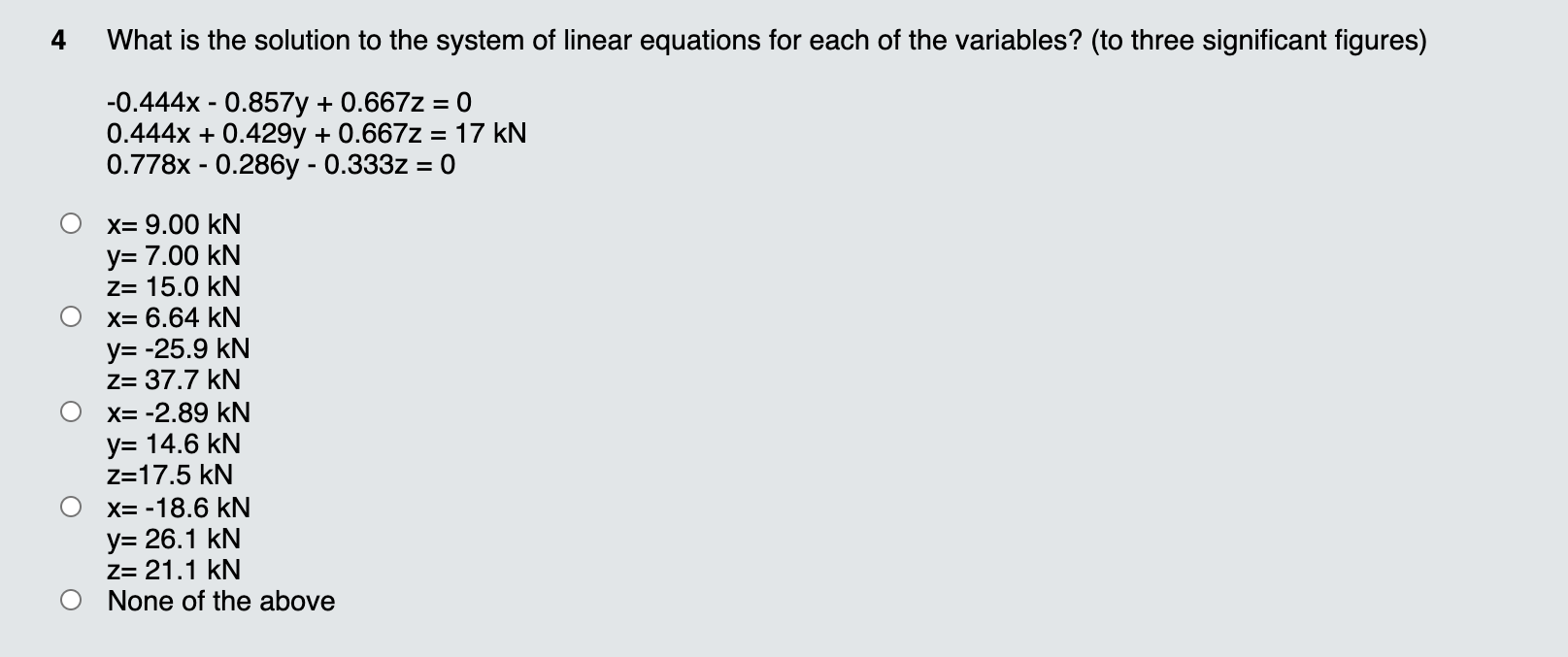Solved 4 What is the solution to the system of linear | Chegg.com