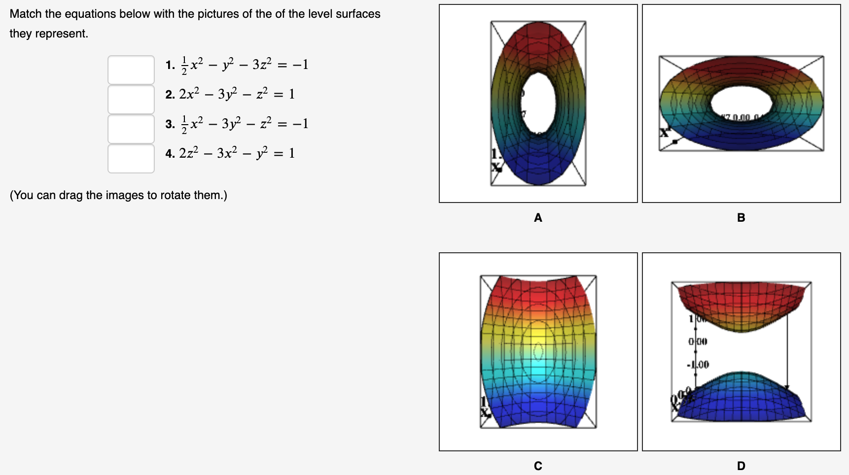 Solved Match the equations below with the pictures of the of | Chegg.com